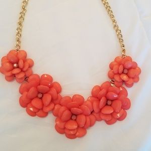 Coral Floral Statement Necklace